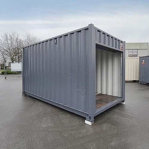 15′ “Cut Down” Used Container + Rollup - Port Shipping Containers