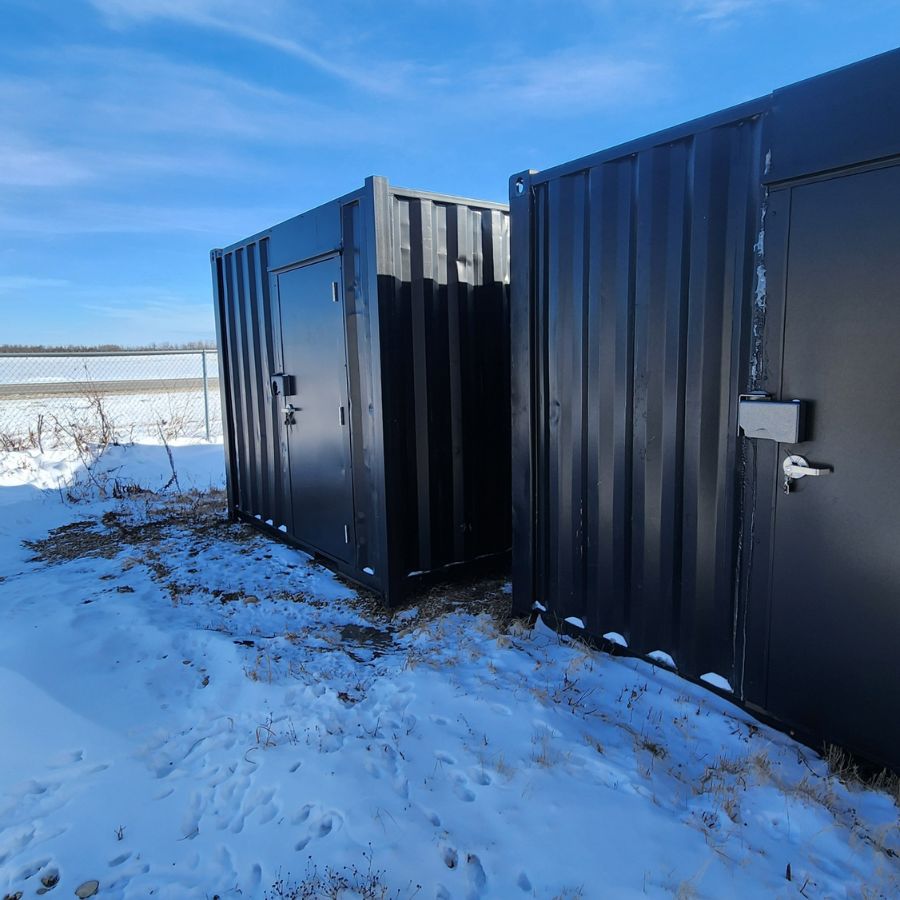 10′ Used Cutdown Shipping Container w/Man Door (Black) - Port Shipping Containers