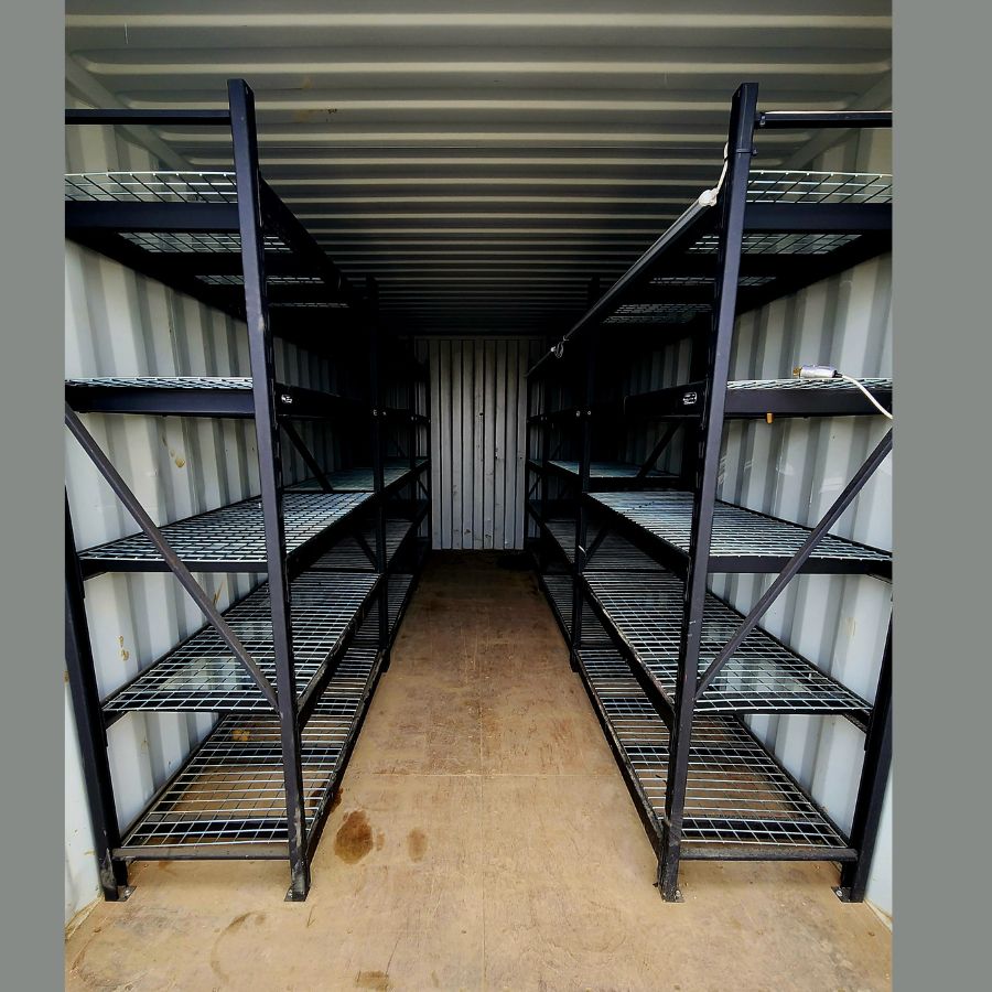 20’ New (1-Trip) Container w/ Shelving on BOTH sides - Port Shipping Containers