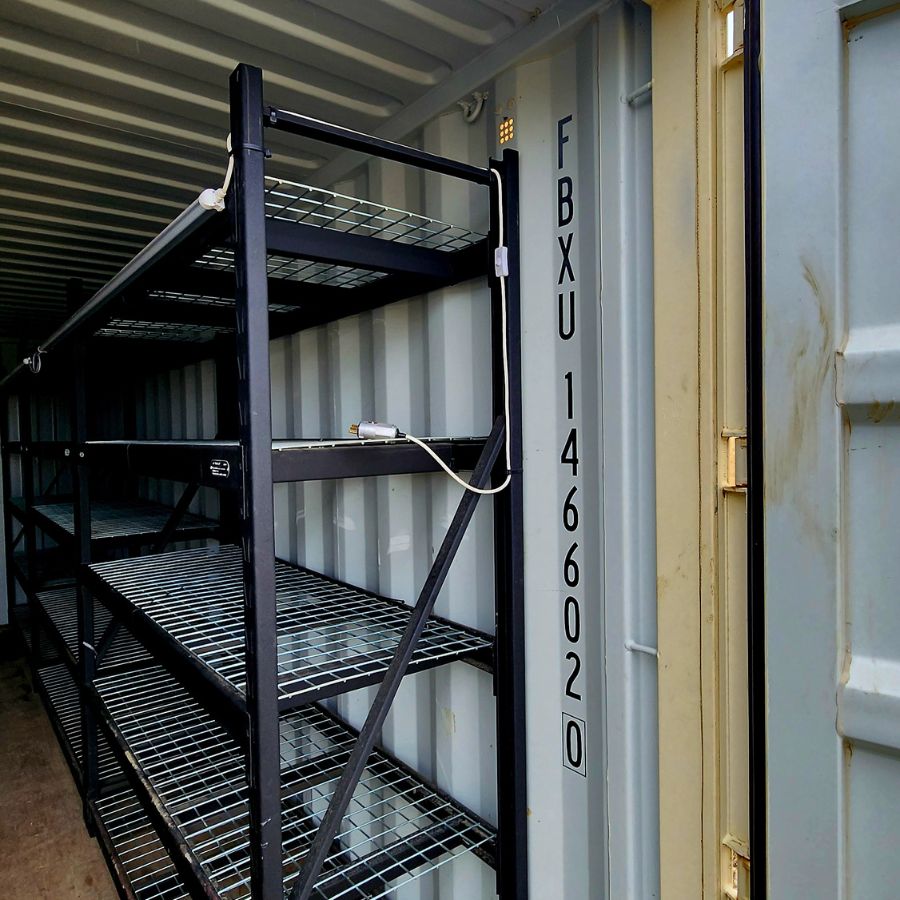 20’ New (1-Trip) Container w/ Shelving on BOTH sides - Port Shipping Containers